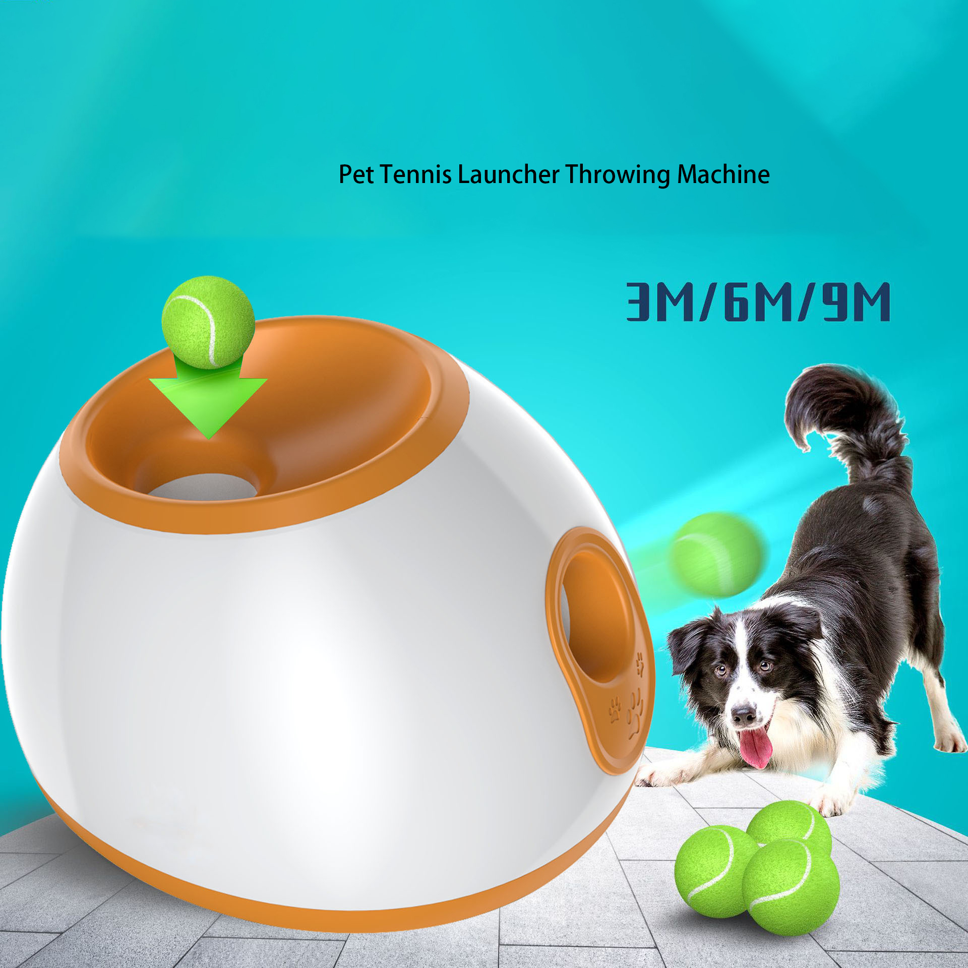556336357 Pet Multi-Gear Tennis Automatic Thrower Dog Interactive Ball Tennis Transmitter Toy - Image 1